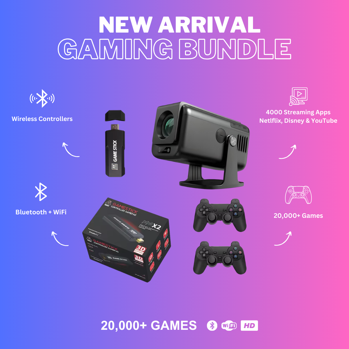 Proflix™ Spotlight PRO Ultra HD Projector | Gaming Bundle