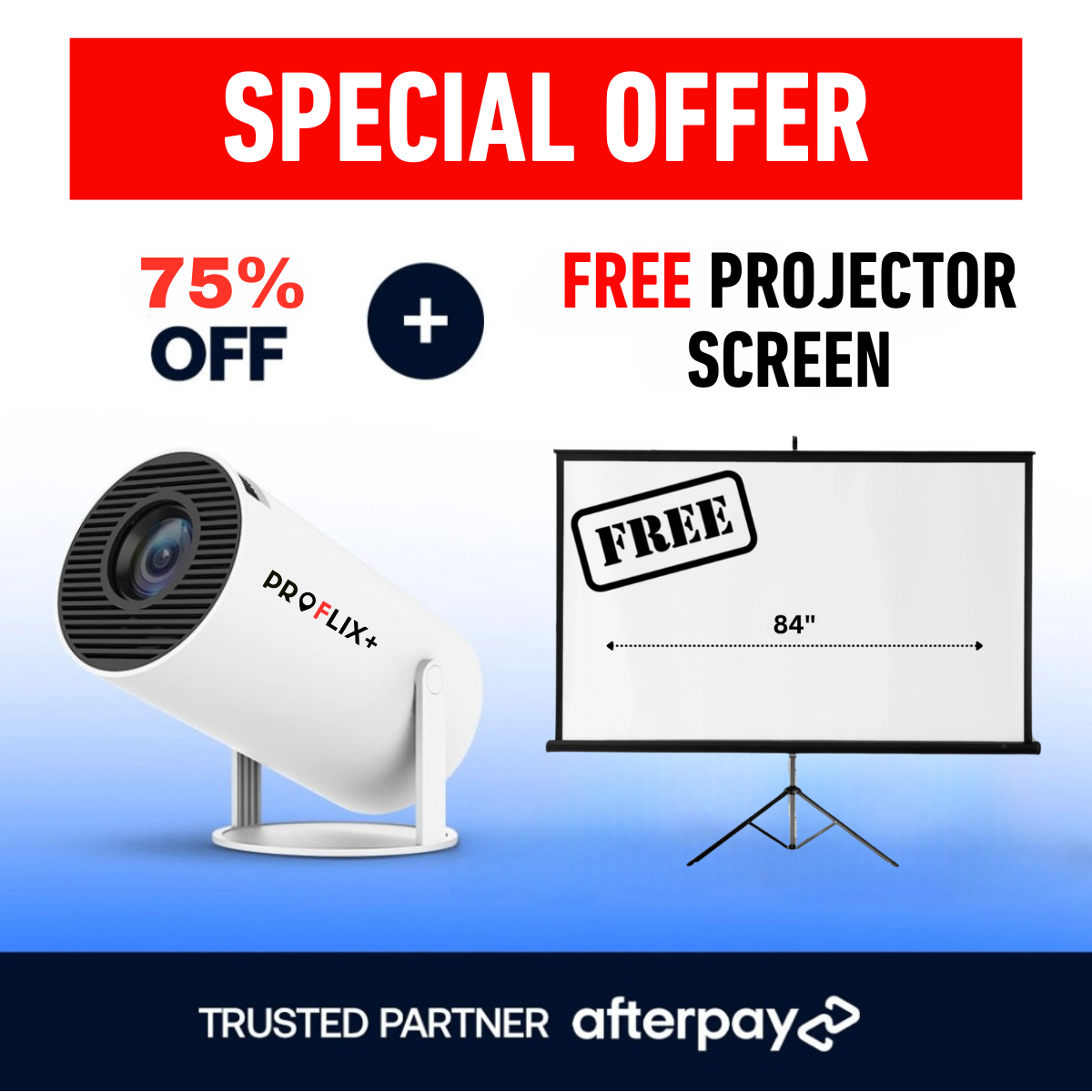 Proflix™ Spotlight HD Projector + FREE Projection Screen